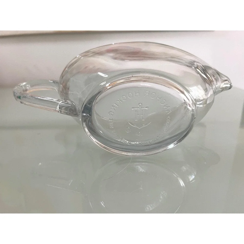 Anchor Hocking Clear Glass‎ Gravy Boat Sauce Server with Handle 8 Inch Long